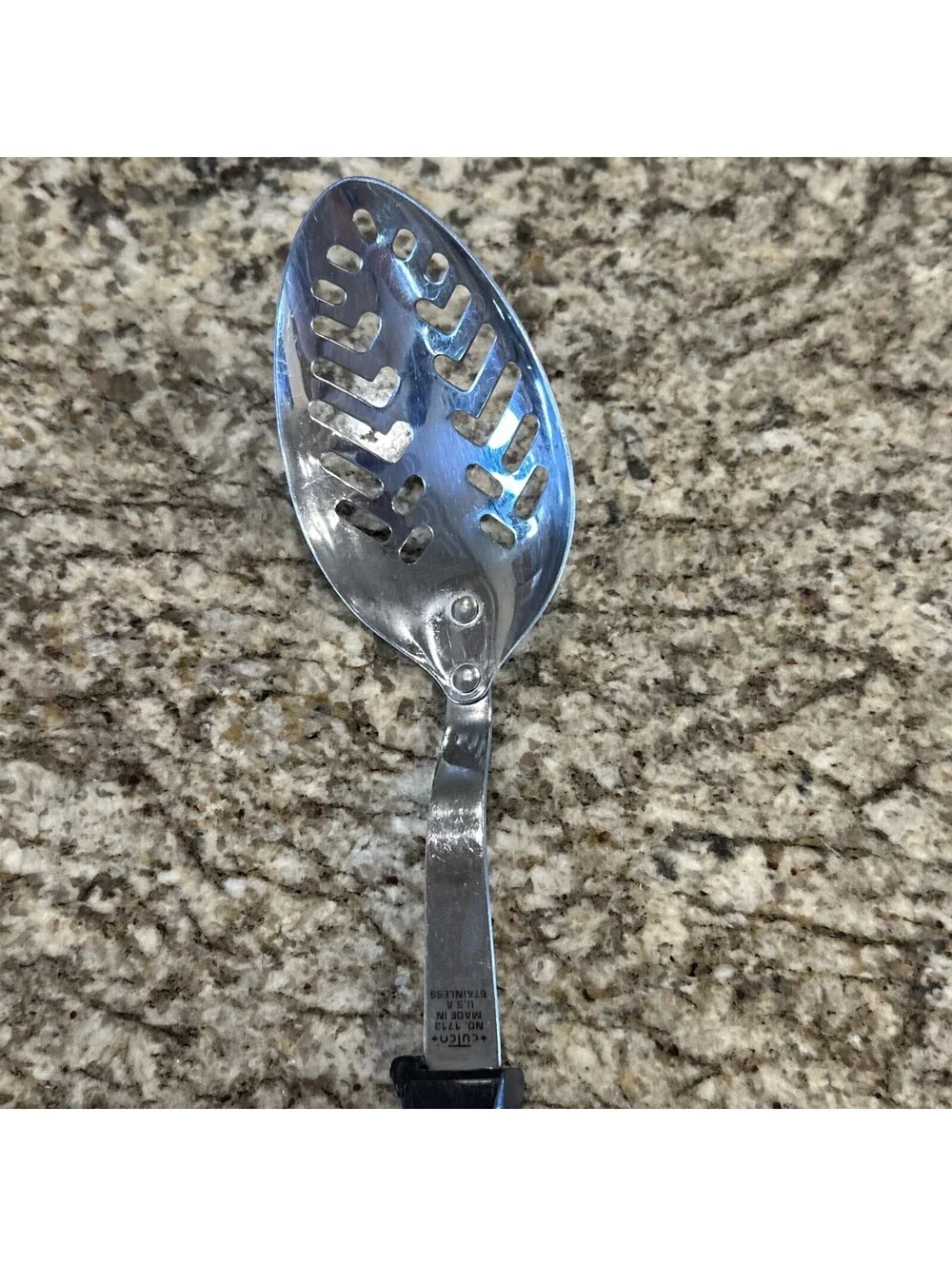 Cutco 1712 1713 Serving Spoon Vintage Brown Handle Stainless Steel USA Flatware